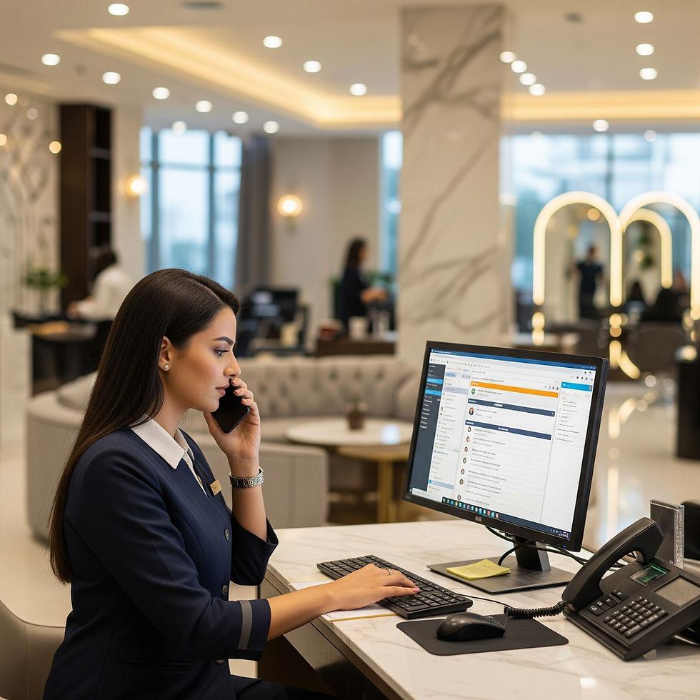 Illustrative hotel reception communications
